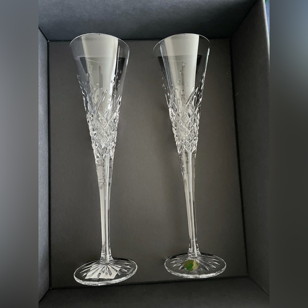 Wishes Happy Celebrations Toasting Flute, Pair.